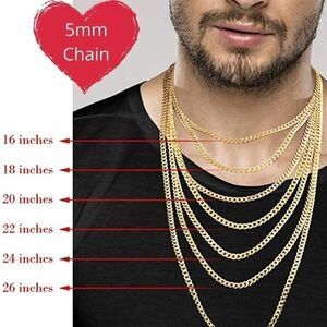 Men’s 18k Gold over 925 Cuban Chain Necklace 20”